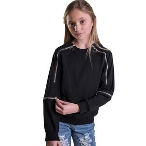SPARKLE BY STOOPHER Girls Sweatshirt with Zippered Design Size 10 Crew Neck